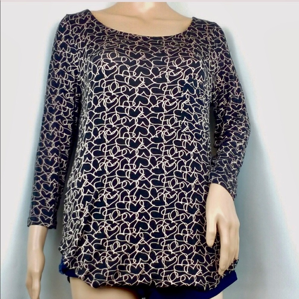 Anthropologie Postmark 3/4-sleeve Pink & Black Top